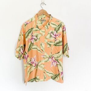 Tommy Bahama Women’s Vintage Fuzzy Peach Silk Tropical Floral Print Wrap Skirt B